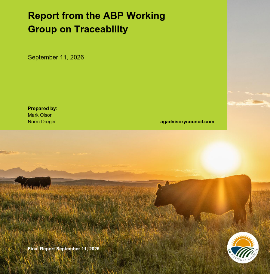 Cover, "Report from the ABP Working Group on Traceability". Credit to Alberta Beef Producers